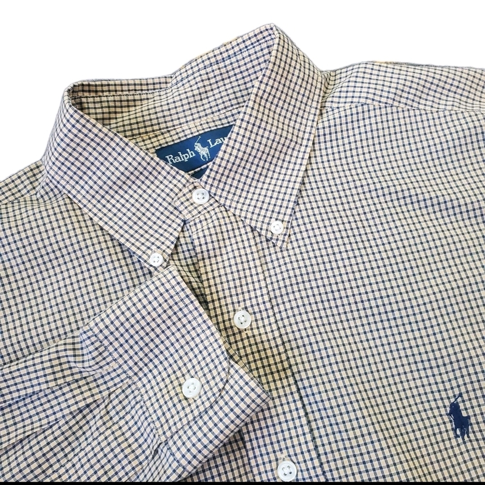 Ralph Lauren Blake Shirt Mens Large  Long Sleeve Cotton Plaid Yellow Button Up
